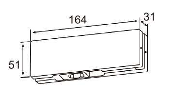 Technical drawing of rectangular bottom patch JPF-1010 with recessed top slot for patch glass door