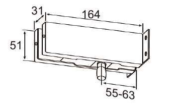 Technical drawing of overpanel patch JPF-1030A with side support bracket and pivot stud for patch door