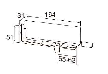 Technical drawing of overpanel patch JPF-1030B with extended mounting stud for patch door