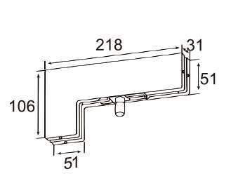 Technical drawing of L-shaped corner patch JPF-1040 with stepped profile for patch door