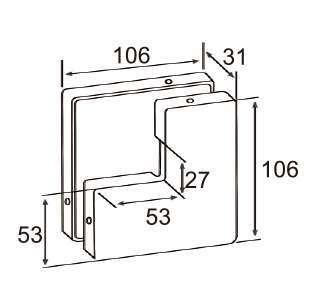 Technical drawing of rectangular connector patch JPF-1051 with L-type recess for patch door
