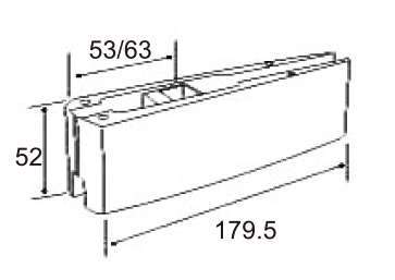 Technical drawing of tapered rectangular bottom patch JPF-1110 for patch glass door