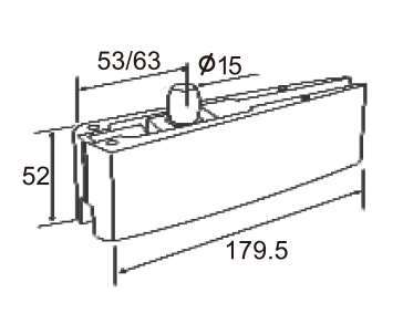 Technical drawing of tapered rectangular overpanel patch JPF-1130 for patch glass door
