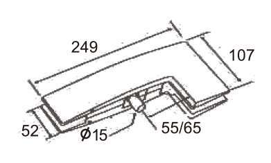 Technical drawing of tapered L-shaped overpanel patch JPF-1140 for patch glass door