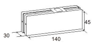 Technical drawing of rectangular bottom patch JPF-1210 for patch glass door