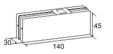 Technical drawing of rectangular bottom patch JPF-1211 with top slot for patch glass door