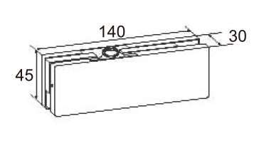 Technical drawing of rectangular top patch JPF-1220 for patch glass door