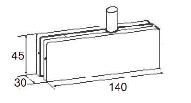 Technical drawing of rectangular overpanel patch JPF-1230 with pivot pin for patch glass door