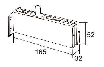 Technical drawing of rectangular wall-mount patch JPF-1330A with pivot pin for patch glass door