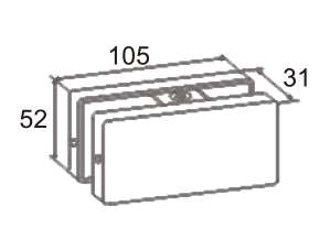Technical drawing of rectangular connector patch JPF-1351 for patch glass door