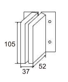 Technical drawing of rectangular connector patch JPF-1354 with extended side flange for patch glass door