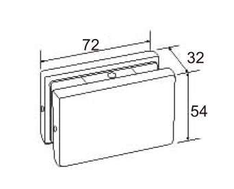 Technical drawing of square connector patch JPF-1355 for patch glass door