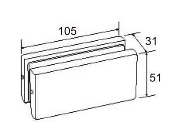 Technical drawing of long rectangular connector patch JPF-1356 for patch glass door