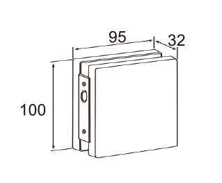 Technical drawing of center strike box JPL-1372 for patch glass door