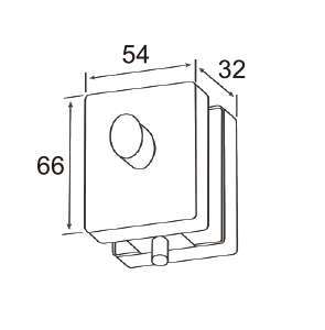 Technical drawing of black turn knob lock JPL-1374 for patch glass door