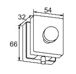 Technical drawing of turn knob lock JPL-1374A for patch glass door