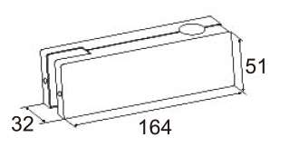Technical drawing of overpanel strike box JPL-1376 for patch glass door