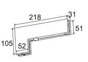 Technical drawing of corner overpanel strike box JPL-1377 for patch glass door