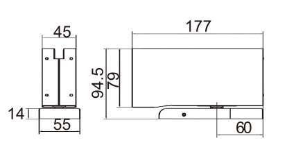 Technical drawing of hydraulic patch JPF-1411 for patch glass door