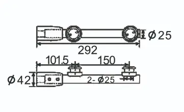 Technical drawing of bottom pivot JPF-4010 for pivot door system