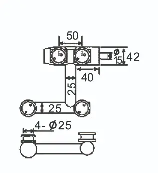 Technical drawing of Overpanel to sidepanel Pivot JPF-4040