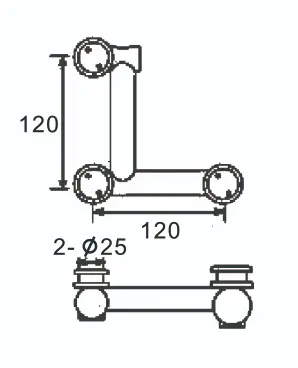 Technical drawing of glass connector fitting JPF-4050