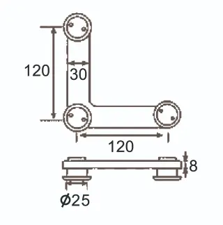 Technical drawing of glass connector fitting JPF-4051