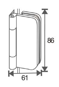 Technical drawing of glass hinge JPF-4071-4 with rounded rectangular body and vertical pivot