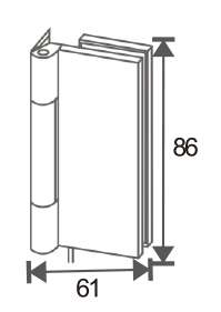 Technical drawing of glass hinge JPF-4071-4A with straight rectangular body and vertical pivot
