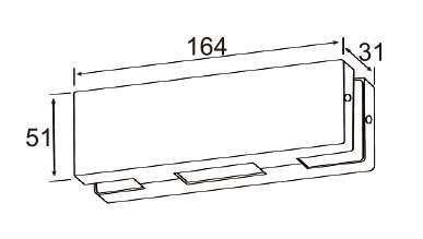 Technical drawing of rectangular strike box JPL-1072 with single recessed slot for patch door