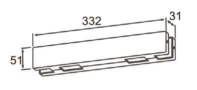 Technical drawing of rectangular strike box JPL-1075 with double recessed slot for patch door
