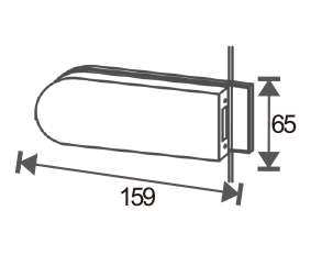Technical drawing of half round rectangular block keeper for lever lock