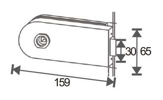 Technical drawing of rectangular-half-round frameless mechanical lever lock JPL-4071C with concealed key cylinder