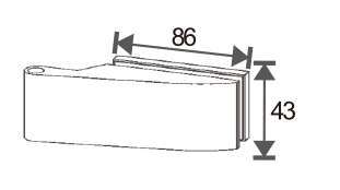 Technical drawing of rectangular glass hinge JPL-4072-4 for metal frame