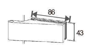Technical drawing of rectangular rectangular glass hinge JPL-4074-4 with angled mounting