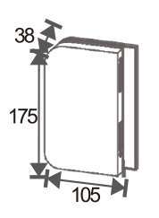 Technical drawing of frameless mechanical lock keeper JPL-4075-1 with half-round rectangular body