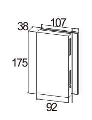 Technical drawing of frameless mechanical Lock keeper JPL-4076-1 with straight rectangular body