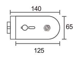 Technical drawing of frameless mechanical lever lock JPL-4078B with small round turn-knob