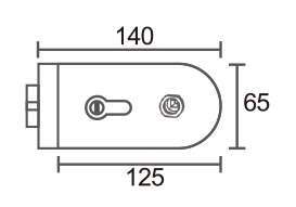Technical drawing of frameless mechanical lever lock JPL-4078E with vertical key cylinder