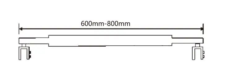 Technical drawing of glass to glass stay bar JSB-3510 for frameless shower glass door