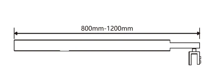 Technical drawing of wall to glass stay bar JSB-3520 for frameless shower glass door