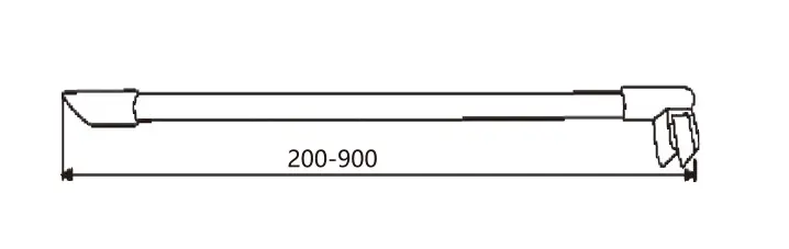 Technical drawing of wall to glass stay bar JSB-3521 for frameless shower glass door