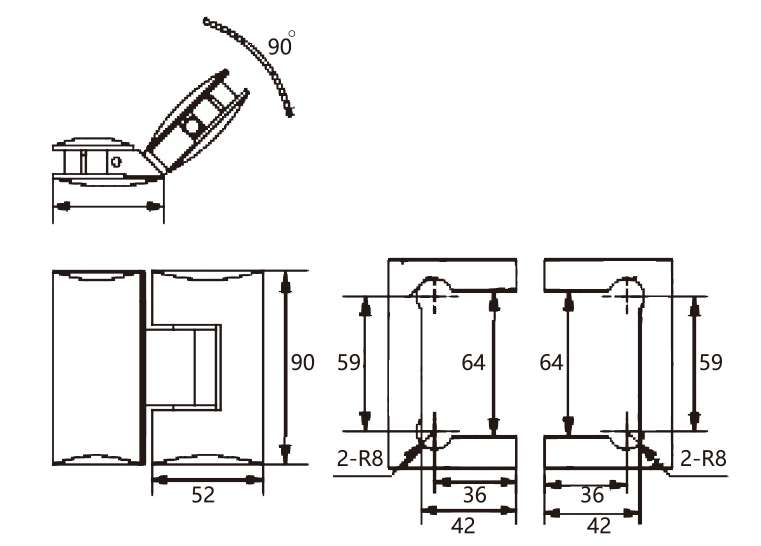 rounded edge brass 135 degree glass to glass hinge JSH-2052 for shower glass door