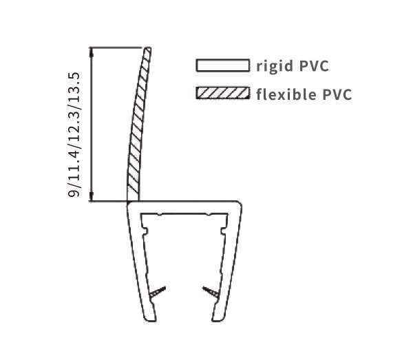 Technical drawing of side screen seal JSS-3660 for swing and sliding glass door