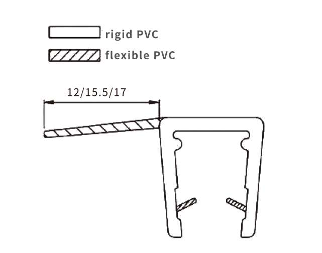Technical drawing of side screen seal JSS-3670 for swing and sliding glass door