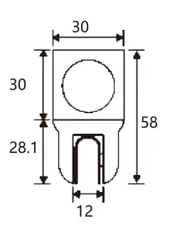 Technical drawing of shower glass door glass to pipr connector stabilizer JSS-3810