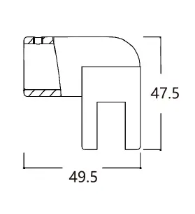 Technical drawing of shower glass door glass to pipe connector stabilizer JSS-3814