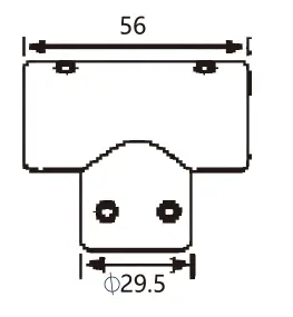 Technical drawing of shower glass fitting T shape pipe connector JSS-3831