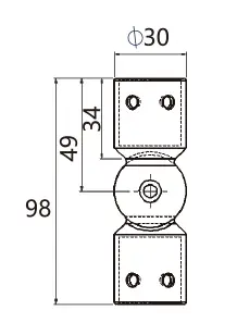 Technical drawing of shower glass pipe connector with adjustable angle JSS-3832