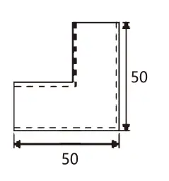Technical drawing of shower glass 90 degree pipe connector JSS-3833